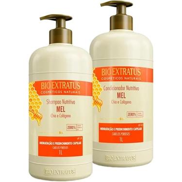 Imagem de Kit Bio Mel Nutritivo Shampoo e Condicionador 1 Litro Hidratar, Nutrir e Preencher os Fios