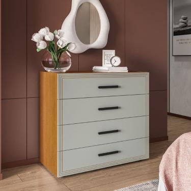 Imagem de Cômoda Valência 4 Gavetas Freijó Verde Politorno Móveis