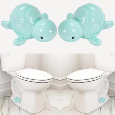 Imagem de Pacote com 2 tampas de parafuso de vaso sanitário, tampas decorativas de cerâmica para o fundo do vaso sanitário, animais fofos, decoração de casa de banho para fácil instalação, evite ferrugem (verde