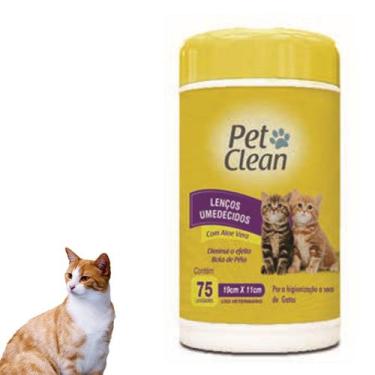 Imagem de Lenço Umedecido Cachorro Gato Pet Clean  75 Unidades Oferta, Gato