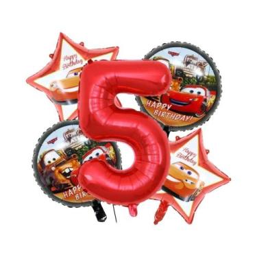 Imagem de Conjunto De Balões De Folha Do Lightning McQueen Para Decoração De Fes
