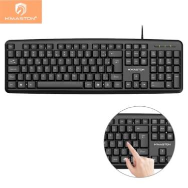 Imagem de Teclado com fio H'maston K816 para escritório profissional pra computador conexão USB Qualidade