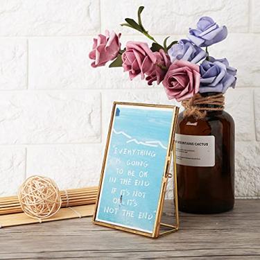 Imagem de Aoresac Suporte para Porta-retratos de Mesa de Metal Vidro retrô Latão, Vertical na Tela Cavalete, Porta-retratos Antigo para Fotos 4 * 6 Polegadas ((Faça um pedido 15,2x20,3cm) (tamanho)