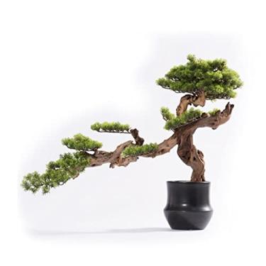Imagem de Árvore artificial, bonsai, simulação de bonsai, pinheiro, arte clássica, vaso de flores de cerâmica, simulação de folhas, casa, escritório, sala de estar, decoração de árvore falsa