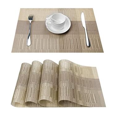 Imagem de Conjunto de 4 jogos americanos laváveis de PVC para tapete de mesa de jantar conjunto de jogo americano antiderrapante em acessórios de cozinha porta-copos porta-copos almofada de vinho (cor: cinza)