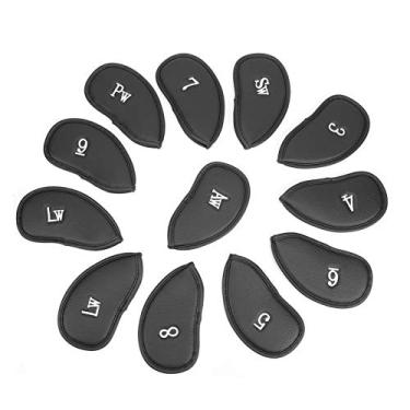 Imagem de Capas de cabeça de ferro para tacos de golfe Protetor à prova d'água à prova de poeira e resistentes ao desgaste Capas de ferro para tacos de golfe com números para proteção de (Preta)