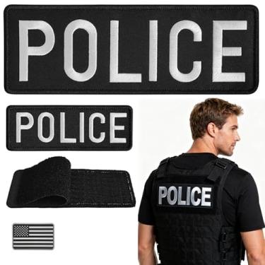Imagem de QURAS Conjunto de remendo policial – para mochilas, jaquetas, colete ou uniforme – remendos bordados com gancho nas costas e bandeira estrela para trabalho, treinamento tático e equipamento diário