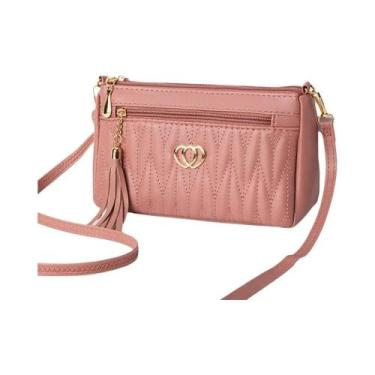 Imagem de Bolsa Transversal Feminina De Couro PU De Grande Capacidade Com Zíper 