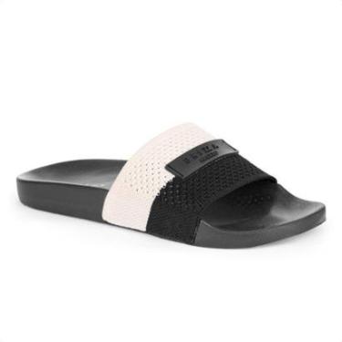Imagem de Chinelo Brizza Arezzo Slide Knit Bicolor Preto e Off White - Feminino-Feminino