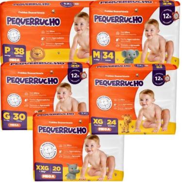 Imagem de Kit 3 PCT Fralda Descartável Pequerrucho Mega Todos os tamanhos, G