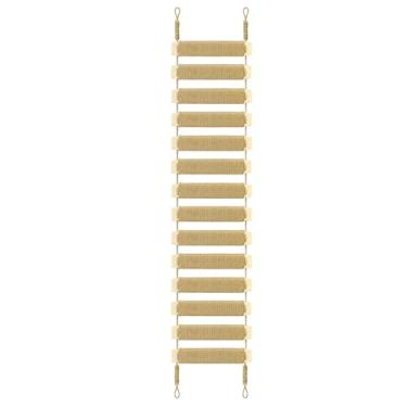 Imagem de Escada para gatos internos, acessórios de gaiola, escalador, ponte, árvore, torre, tábua de arranhar, adequada para a maioria dos gatos pequenos e médios (madeira natural ajustável atualizada, 101,6