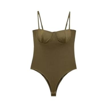 Imagem de Body De Cetim Feminino Sem Costas Estilo Corset Sexy Macacão Lingerie 