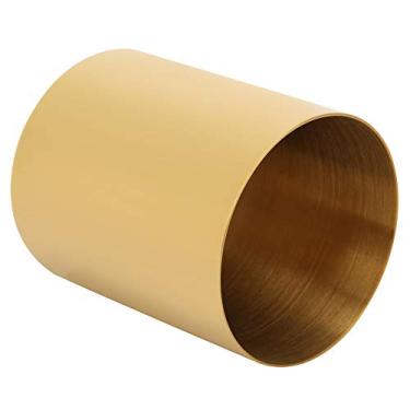 Imagem de Porta-copos de aço inoxidável, organizador de caneta de metal redondo de luxo para decoração de mesa, com acabamento espelhado, galvanoplastia dourada para casa ou escritório