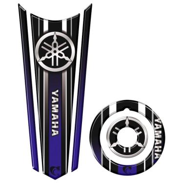 Imagem de Adesivo Resinado Gravata Tanque E Bocal Moto Yamaha Cor Azul