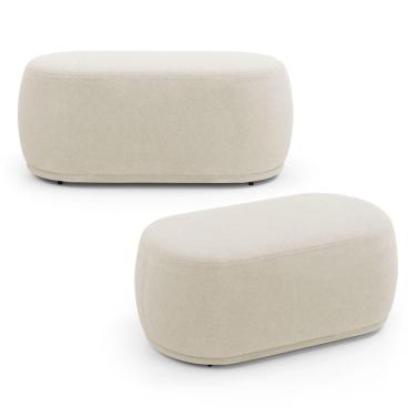 Imagem de Kit 02 Puffs Decorativos Orgânicos Molly 02 Lugares Bouclê Bege - Desk Design