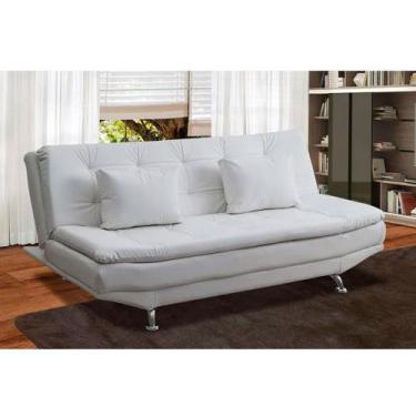 Imagem de Sofá Cama Valencia 3 Lugares Reclinável Material Sintético Branco - St