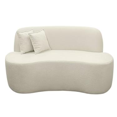 Imagem de Sofá Ondulado Orgânico Pequeno 2 Lugares Sala Bouclé bouclé Off White