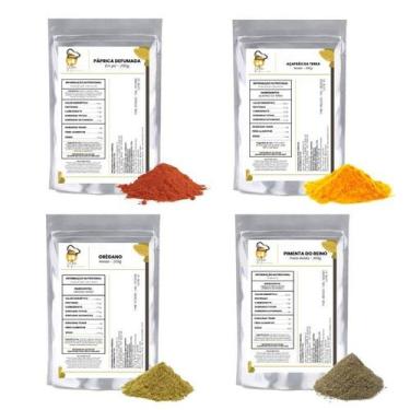 Imagem de KIT 4 Temperos  Páprica Defumada, Cúrcuma, Orégano e Pimenta do Reino 