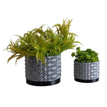 Imagem de Dupla Cachepot Floral - Realce - Galanta, Prata/Preto