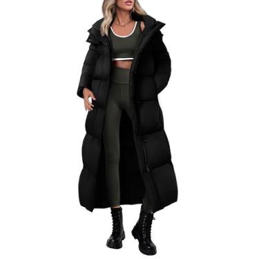 Imagem de Casaco PRETTYGARDEN Longo Puffer com Capuz Preto M