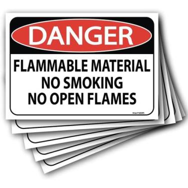 Imagem de Adesivo de advertência: perigo, material inflamável, para não fumar, 1