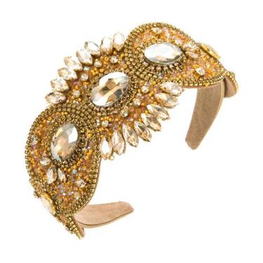 Imagem de Bandana de luxo com miçangas de cristal larga para um estilo elegante 