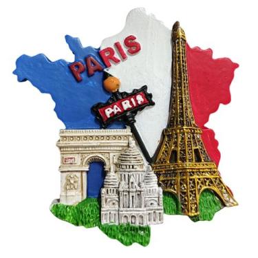 Imagem de Ímã de geladeira Paris Torre Eiffel Arc de Triomphe Resina 3D - yiweis