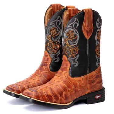 Imagem de Bota Texana Couro Country Escamada Bico Quadrado Rodeio - Campero, Ltg