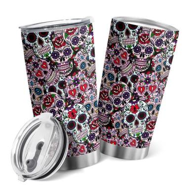 Imagem de Caneca de viagem Oasisdream Tumbler 600 ml com estampa de caveira