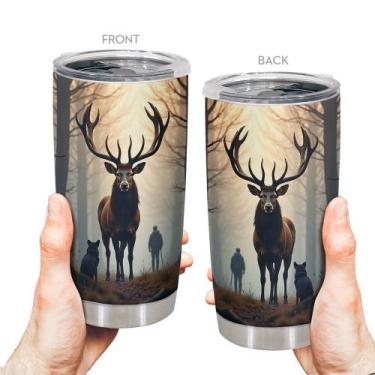 Imagem de Caneca de viagem Oasisdream Tumbler 600ml com estampa de rena