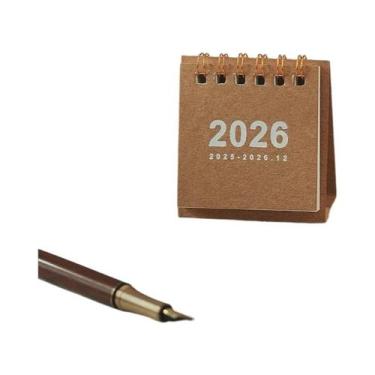 Imagem de Calendário De Mesa Mini Portátil Em Cores Sólidas, Estilo Casual, Orna