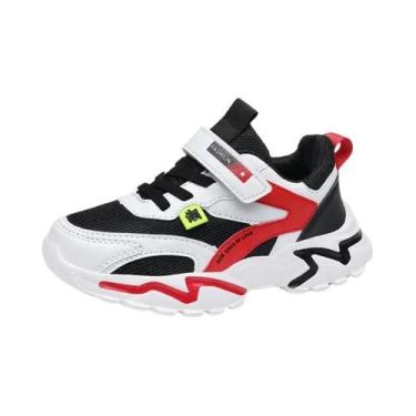 Imagem de Tênis Esportivos Para Meninos, Sapatos De Couro E Malha Respirável, Co
