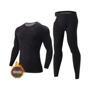 Imagem de Roupa Térmica Masculina 2/4 Peças Em Cores Sólidas Confortável Casual 