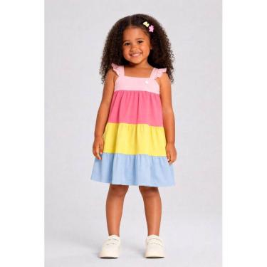 Imagem de Vestido infantil menina colorblock Brandili -Rosa
