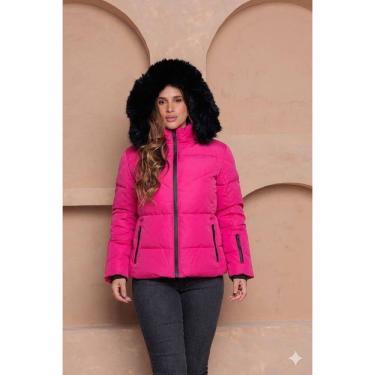 Imagem de Jaqueta Feminina Puffer com Capuz Peluciado Bobojaco Inverno