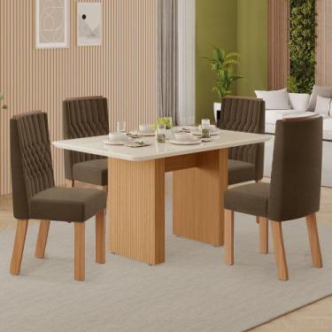Imagem de Conjunto de Sala de Jantar Brescia 1,20 com 4 Cadeiras Dior 100 MDF - 