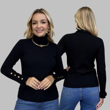 Imagem de Kit 2 Blusas Tricot Botão na Manga Moda Casual Inverno 2024 - SP/CXX, 