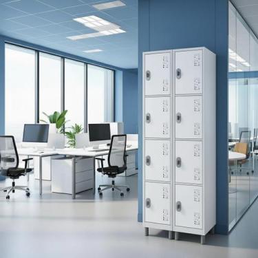 Imagem de Armário Multiuso de Aço com 8 Portas Qualidade - W3, Branco