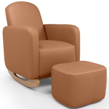 Imagem de Poltrona de Amamentação com Balanço e Puff Orgânico Saori W01 Courissimo Mocca  - Lyam Decor