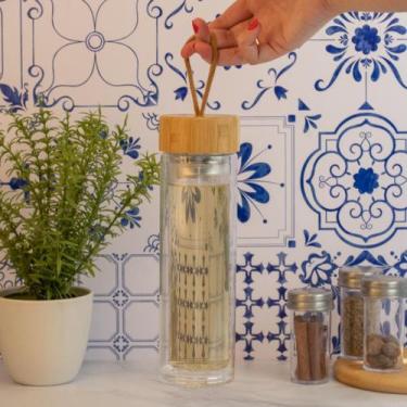 Imagem de Garrafa de Vidro com tampa de Bambu 360ml Fresh Time - Desembrulha