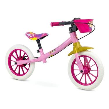 Imagem de Bicicleta Balance Infantil Equilíbrio Nathor Princesas Rosa Aro 12 Com