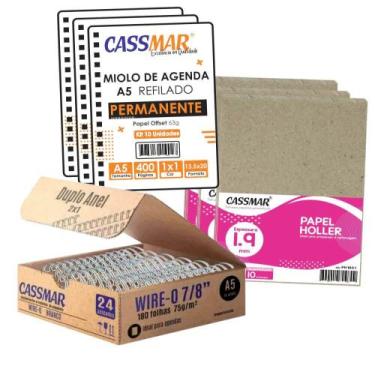 Imagem de Kit Para Agenda Permanente Miolo + Papel Holler 1.9mm 20 Un - Luplasti