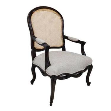 Imagem de Poltrona Imbuia Luiz XV Palhinha Entalhes Unicos Classicos - LUXdécor