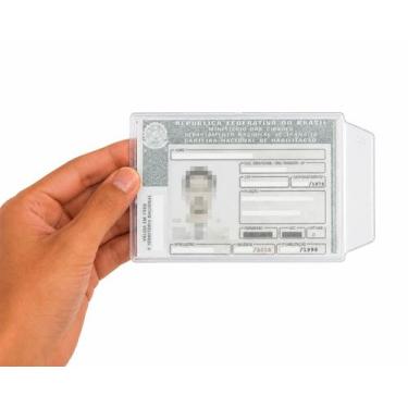 Imagem de Protetor Porta Documento Para CNH Com Aba Kit 50 Unidades Transparente