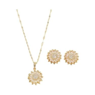 Imagem de Conjunto De Joias De Casamento Feminino Romântico Com Brincos E Colar 