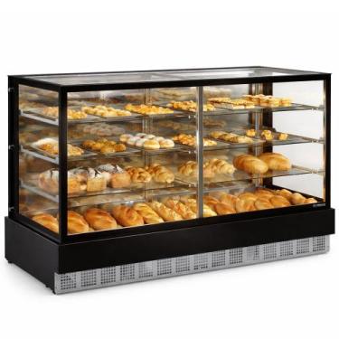 Imagem de Vitrine Neutra Mgen-200 Preto Vidro Reto Sem Bandeja Bivolt - Gelopar