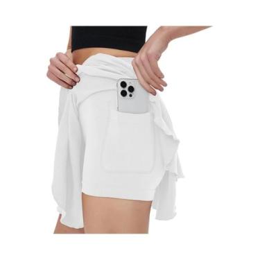 Imagem de Saia Esportiva Feminina De Cintura Alta Com Bolso De Segurança E Cós R