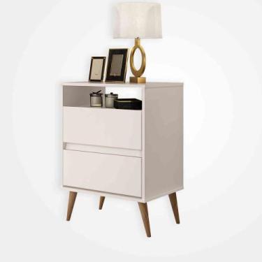 Imagem de Mesa De Cabeceira Retro Lotus 2 Gavetas - J & A MOVEIS, Off White