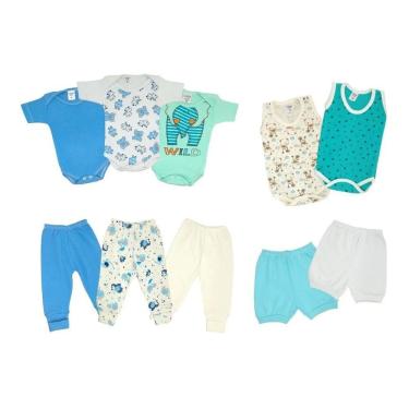 Imagem de Kit Roupa Bebê 10 Pçs Verão Enxoval Body Mijão Menina Menino