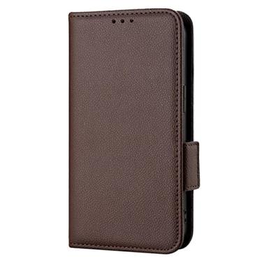 Imagem de GSYH Capa carteira para iPhone 13 Mini/13/13 Pro/13 Pro Max, couro PU premium leve capa dobrável com compartimentos para cartão, estilo livro, capa para celular, marrom, 13 15,5 cm